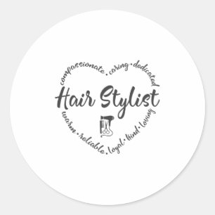 Sticker Rond Coiffeuse avec sèche-cheveux et peigne