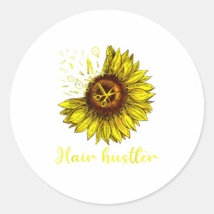 Sticker Rond Coiffeuse Hair Hustler Chemise St Sunflower Cadeau