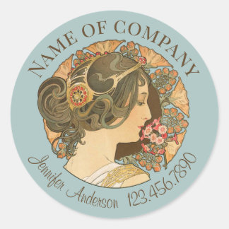 Sticker Rond Coiffeuses Belle femme élégante cheveux CC1158