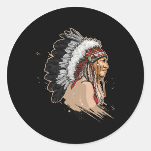Sticker Rond Coiffure amérindienne