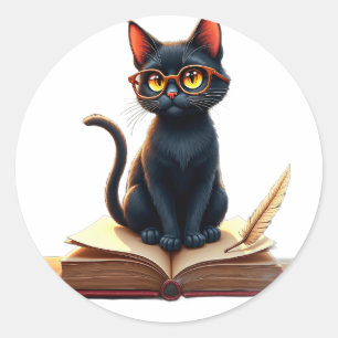 Sticker Rond Coin de lecture pour amateur de livres sur l'acadé