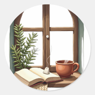 Sticker Rond Coin lecture de nature morte
