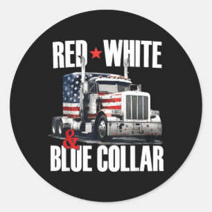 Sticker Rond Col bleu rouge et blanc Patriote camionneur Usa