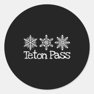 Sticker Rond col du Teton wyoming skieur ski skieur faux neige