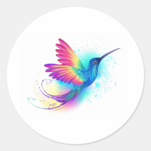 Sticker Rond Colibri arc-en-ciel exotique