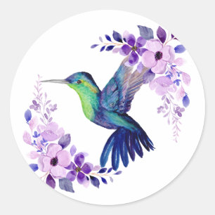 Sticker Rond Colibri des fleurs