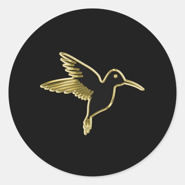 Sticker Rond Colibri d'or avec ailes tendues (Devant)