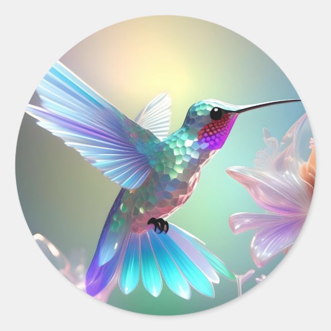 Sticker Rond Colibri en verre arc-en-ciel (Devant)