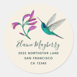Sticker Rond Colibri et fleurs