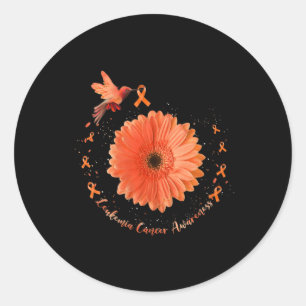 Sticker Rond Colibri Orange Tournesol Leucémie Cancer Aware