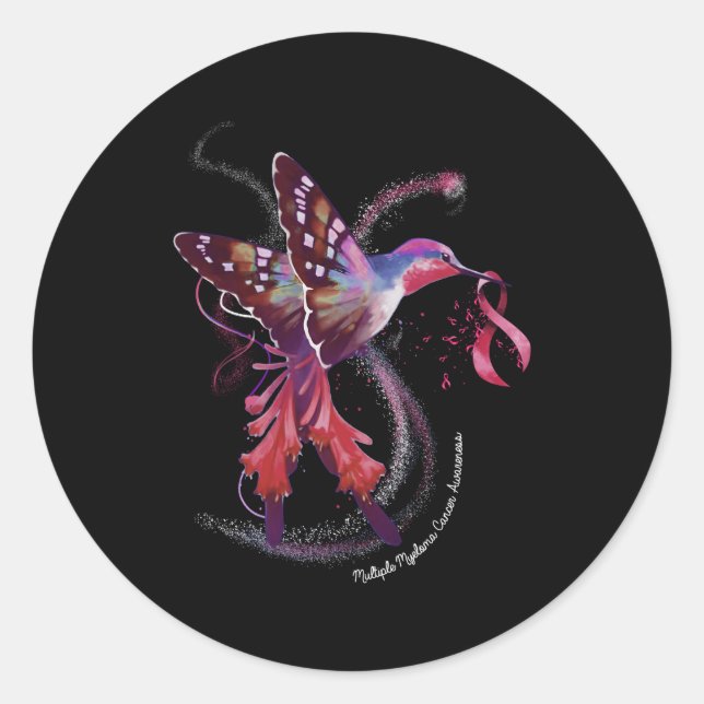 Sticker Rond Colibri Ruban multiple Myélome multiple Cancer Awa (Devant)