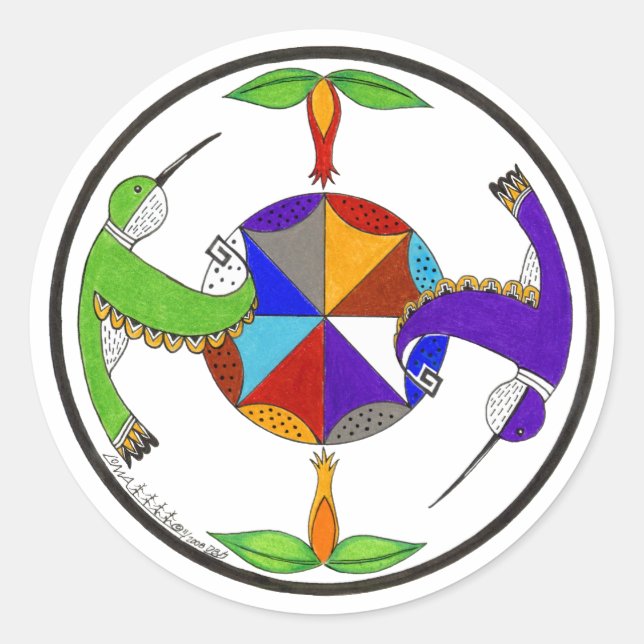 Sticker Rond Colibris 1 (Devant)