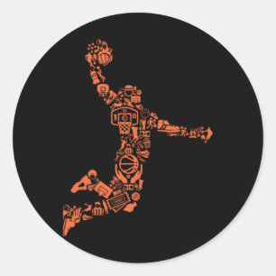 Sticker Rond Collage de basket-ball