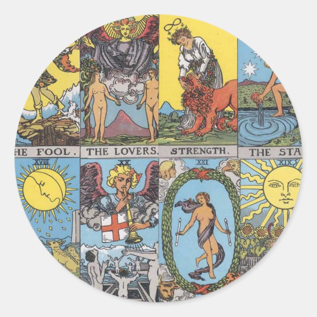 Sticker Rond Collage de carte de tarot (Devant)