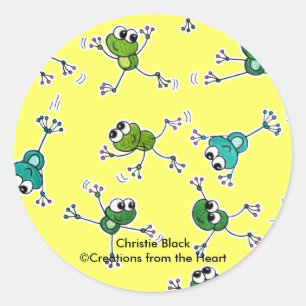 Sticker Rond Collage de grenouilles