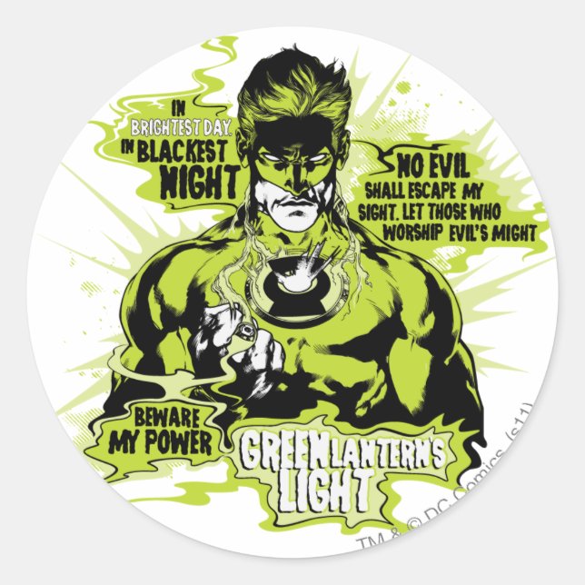 Sticker Rond Collage de texte de lanterne verte - Couleur (Devant)