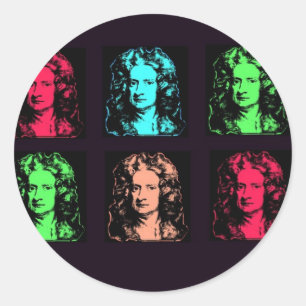 Sticker Rond Collage d'Isaac Newton