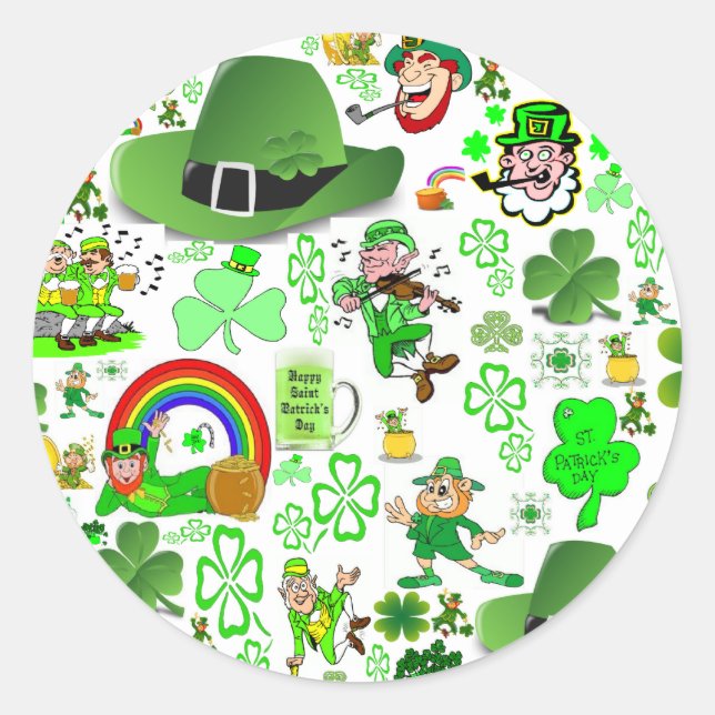 Sticker Rond Collage du jour de St Patrick (Devant)