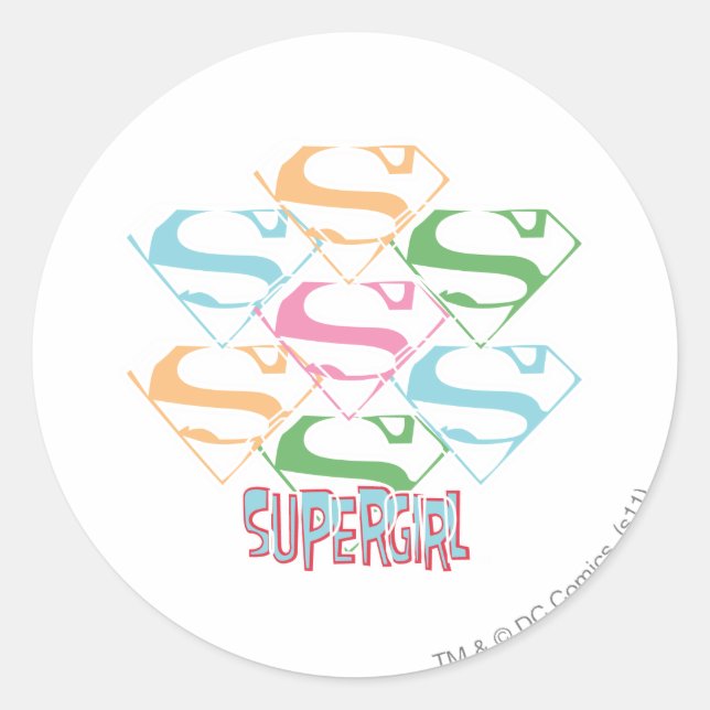 Sticker Rond Collage du logo de Supergirl Pastel (Devant)