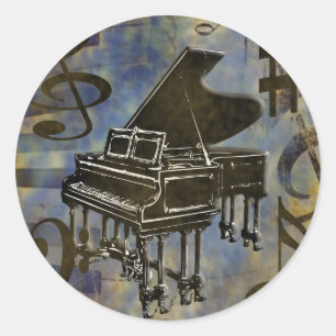 Sticker Rond Collage Grand Piano