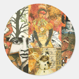 Sticker Rond Collage Halloween vintage