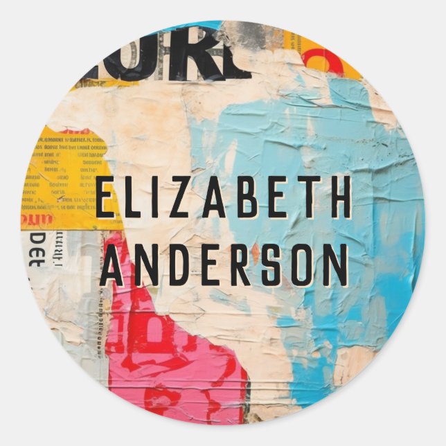 Sticker Rond Collage moderne Abstrait (Devant)