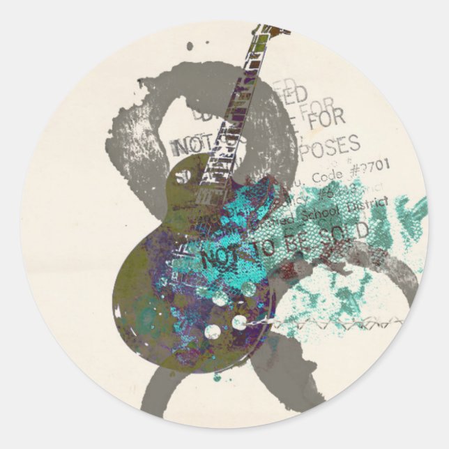 Sticker Rond Collage Music Grunge (Devant)