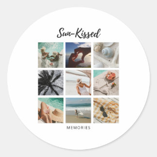 Sticker Rond Collage photo de souvenirs baisés de soleil