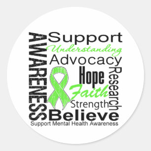Sticker Rond Collage - Sensibilisation à la santé mentale