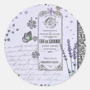 Sticker Rond Collage vintage Lavender