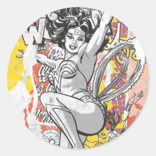 Sticker Rond Collage Wonder Woman 1