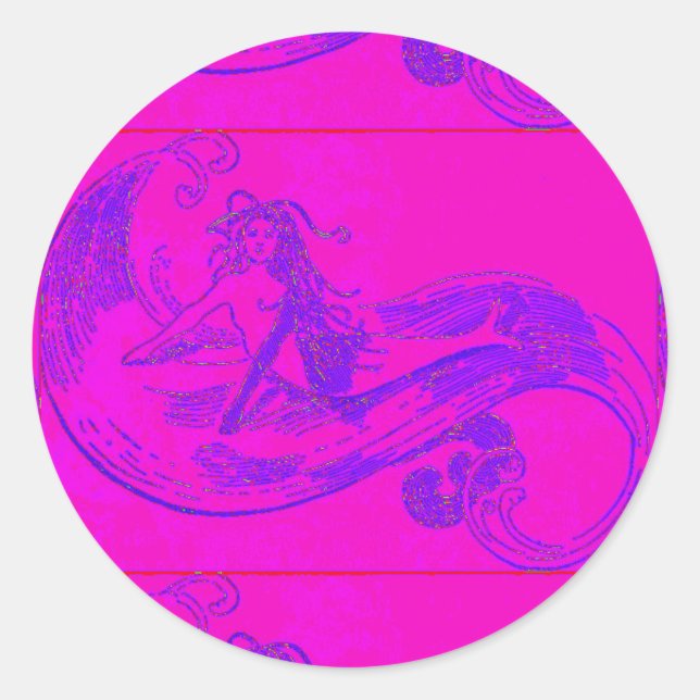 Sticker Rond collant de sirène rose (Devant)