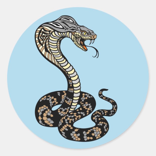 Sticker Rond collant rond classique du serpent de cobra (Devant)