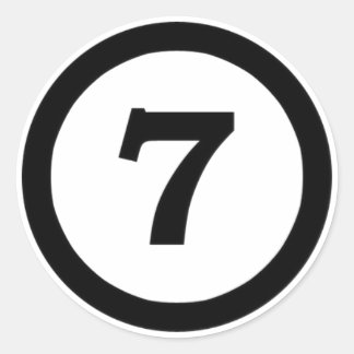 Sticker Rond colle je numérote 7 sept, number seven