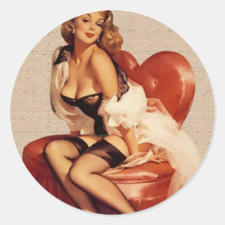 Sticker Rond colle ronde pin up