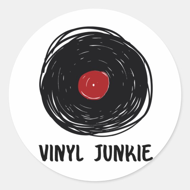 Sticker Rond Collecteur Vinyl Junkie Records LP Retro (Devant)