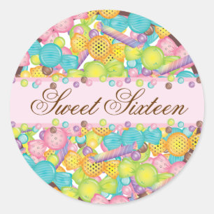 Sticker Rond Collection de bonbons colorés très doux Anniversai