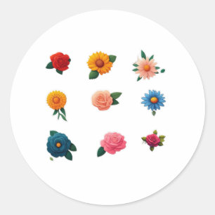Sticker Rond Collection de chevalets à fleurs exquise