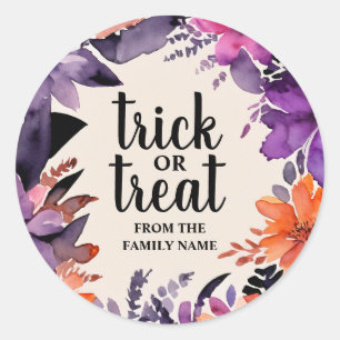 Sticker Rond Collection de germes florales Halloween Elégance é