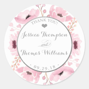 Sticker Rond Collection de Mariages floraux rose-printemps