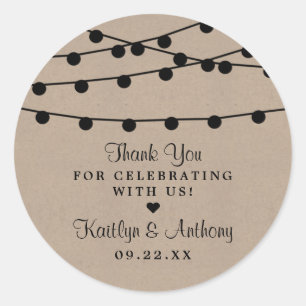 Sticker Rond Collection de Mariages Rustic Kraft