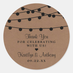 Sticker Rond Collection de Mariages Rustic Kraft