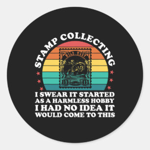 Sticker Rond collection de timbres Je jure que ça a commencé co