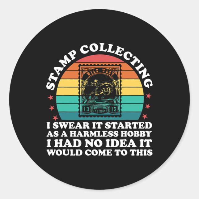 Sticker Rond collection de timbres Je jure que ça a commencé co (Devant)