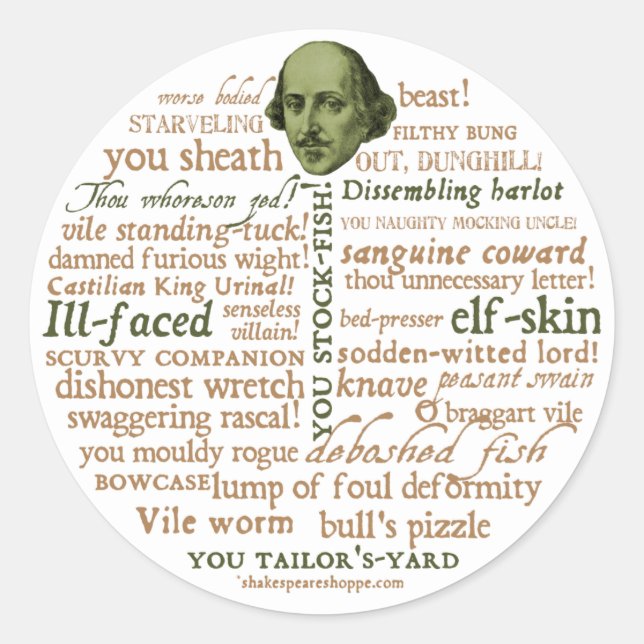 Sticker Rond Collection Insultes Shakespeare (Devant)