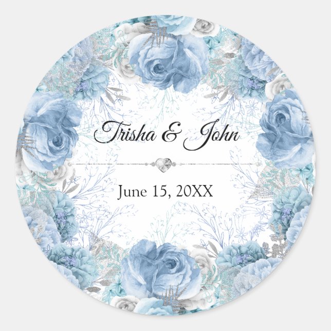 Sticker Rond Collection Mariage bleu (Devant)