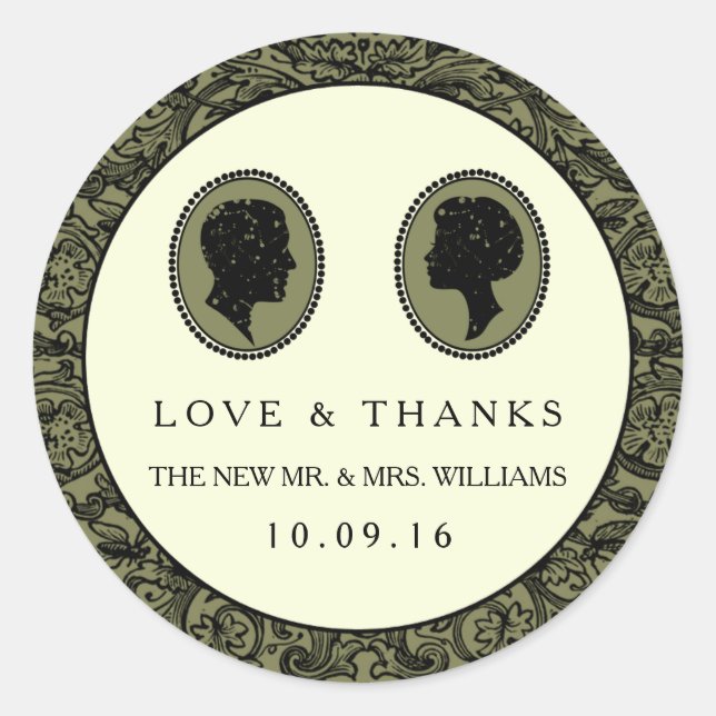 Sticker Rond Collection Mariage Silhouette Art Déco (Devant)