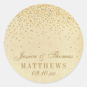 Sticker Rond Collection Vintage de Mariage Glam Gold Confetti