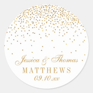 Sticker Rond Collection Vintage de Mariage Glam Gold Confetti