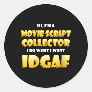 Sticker Rond Collectionneuse de Scénarios de Films Féminins Obj